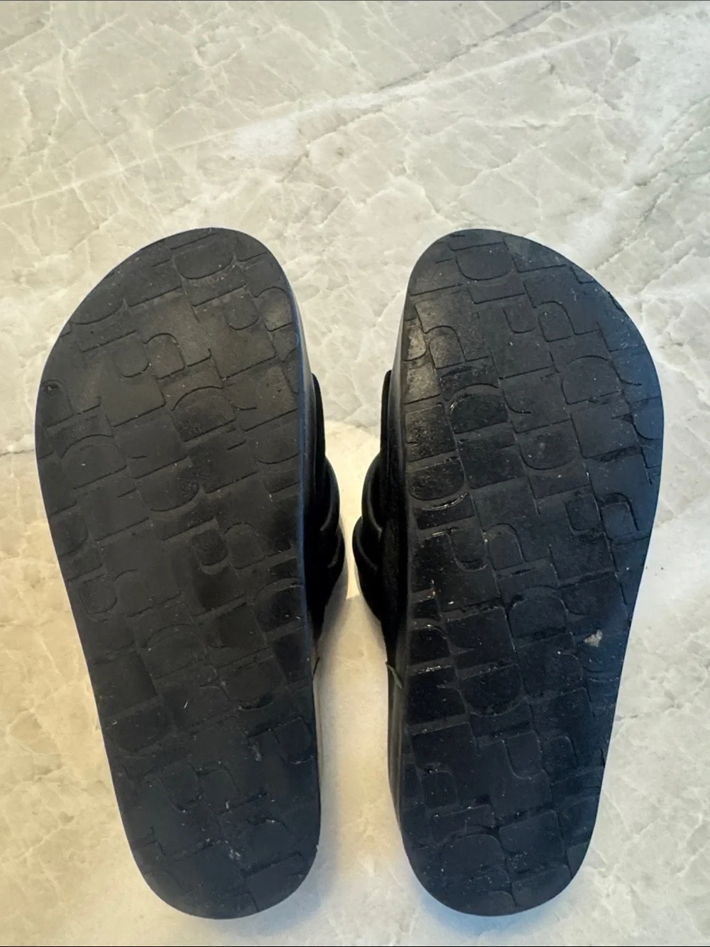 LDP black suede and leather platform slides